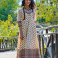 Juniper Women's Cream Cambric Printed Anarkali Dress | Swadesiicart