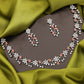 Tehzeeb Creations Silver Pleated White Diamond With Orange Beads Necklace Set - Swadesiicart