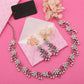 Tehzeeb Creations Silver Pleated White Diamond With Pink Beads Necklace Set - Swadesiicart