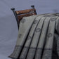 Grey Colour Block Print With Mirron Embroidered Pure Mulmul Cotton Saree By Gayathri Reddy Designer Studio | Swadesiicart