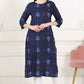 W for Woman Blue Printed Pure Cotton Straight Kurta