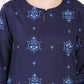 W for Woman Blue Printed Pure Cotton Straight Kurta