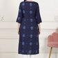 W for Woman Blue Printed Pure Cotton Straight Kurta