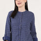 W for Woman Blue Check Printed Pure Cotton Western Top