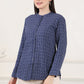 W for Woman Blue Check Printed Pure Cotton Western Top