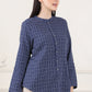 W for Woman Blue Check Printed Pure Cotton Western Top
