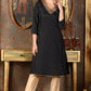 W for Woman Black Glitter Printed Shantung Kurta With Metallic Embroidery