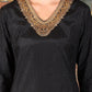 W for Woman Black Glitter Printed Shantung Kurta With Metallic Embroidery