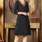 W for Woman Black Glitter Printed Shantung Kurta With Metallic Embroidery