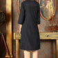 W for Woman Black Glitter Printed Shantung Kurta With Metallic Embroidery