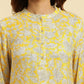 W for Woman Yellow Floral Printed A-line Kurta with Parallel Pant Set