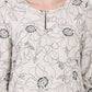 W for Woman Beige Thread Work Linen Straight Kurta With Scalloped Hemline