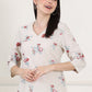 W for Woman Beige Linen Straight Kurta With Multi-Coloured Thread Work