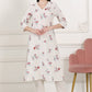 W for Woman Beige Linen Straight Kurta With Multi-Coloured Thread Work