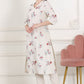 W for Woman Beige Linen Straight Kurta With Multi-Coloured Thread Work