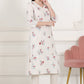 W for Woman Beige Linen Straight Kurta With Multi-Coloured Thread Work