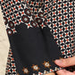W for Woman Black Geometric Printed Rayon A-Line Kurta With Metallic Embroidery On Neck