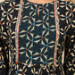 W for Woman Black Geometric Printed Rayon Crepe A-Line Kurta With Metallic Embroidery On Yoke