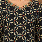 W for Woman Black Geometric Printed V-Neck Rayon Crepe Kurta With Sequin Detailing