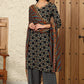 W for Woman Black Geometric Printed V-Neck Rayon Crepe Kurta With Sequin Detailing
