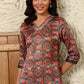 W for Woman Black Floral Printed Embellished Japanese Satin Straight Kurta