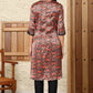 W for Woman Black Floral Printed Embellished Japanese Satin Straight Kurta