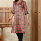 W for Woman Black Floral Printed Embellished Japanese Satin Straight Kurta