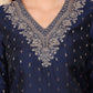 W for Woman Blue Dori Embroidered Chanderi Straight Kurta
