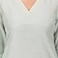 W for Woman Blue Solid Snow Linen Straight Kurta With Thread Work On Neck