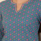 W for Woman Blue Geometric Printed Pure Cotton Straight Kurta