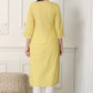 W for Woman Yellow Floral Printed Pure Cotton Soft & Breathable Kurta With Lace