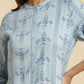 W for Woman Blue Geometric Printed Straight Kurta with Slim Pant Set
