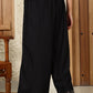 W for Woman Black Solid Rayon Parallel Pants With Embellished Organza Hemline