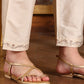 W for Woman Beige Embroidered Flared Chanderi Kurta, Pants And Dupatta Set