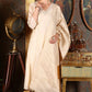 W for Woman Beige Embroidered Flared Chanderi Kurta, Pants And Dupatta Set