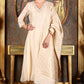W for Woman Beige Embroidered Flared Chanderi Kurta, Pants And Dupatta Set