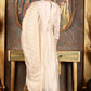 W for Woman Beige Embroidered Flared Chanderi Kurta, Pants And Dupatta Set