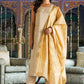 W for Woman Beige Jacquard Sleeveless Embellished Kurta, Pants And Dupatta Set