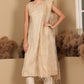W for Woman Beige Jacquard Sleeveless Embellished Kurta, Pants And Dupatta Set