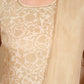 W for Woman Beige Jacquard Sleeveless Embellished Kurta, Pants And Dupatta Set