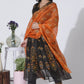W for Woman Black Floral Printed Flared Kota Kurta, Pants And Dupatta Set