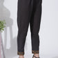 W for Woman Black Floral Printed Flared Kota Kurta, Pants And Dupatta Set