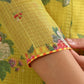 W for Woman Celery Green Floral Printed Sequined Kota Flared Kurta, Slim Pants And Dupatta Set