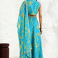W for Woman Capri Blue Breezy Floral Printed Sequined Sleeveless Crop Top, Flared Skirt Set With Dupatta Set