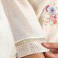 W for Woman Beige Floral Embroidered Chanderi Straight Kurta, Pants And Dupatta Set