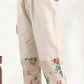 W for Woman Beige Floral Embroidered Chanderi Straight Kurta, Pants And Dupatta Set
