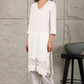 W for Woman White Thread Embroidered Linen Rayon Crepe Straight Kurta And Pants Set