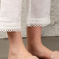 W for Woman White Thread Embroidered Linen Rayon Crepe Straight Kurta And Pants Set