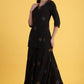 W for Woman Black Printed Metallic Embroidery Straight Kurta & Sharara with Dupatta Set