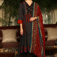 W for Woman Black Multi-Coloured Patch Printed Metallic Embroidered A-Line Kurta, Pants And Dupatta Set